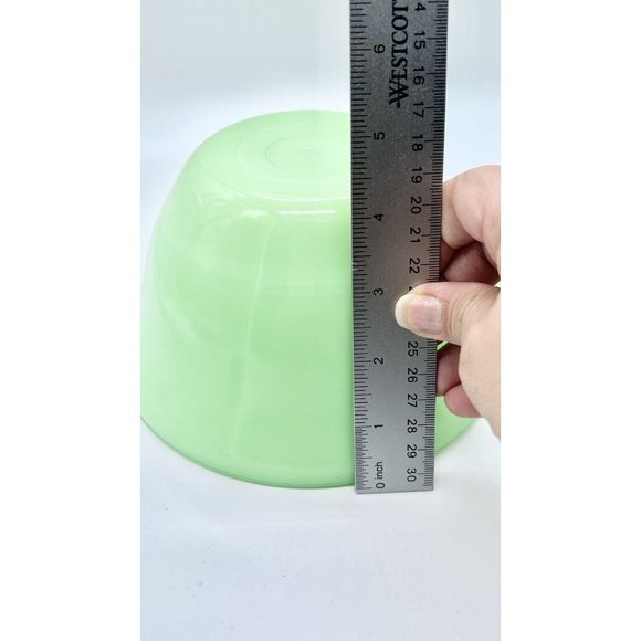 2 Vintage McKee Jadeite Green Glass Mixing Bell Bowl GLOWS - Picture 6 of 9